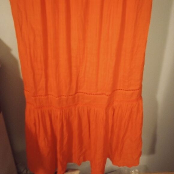 - AGB orange sleeveless high low dress with tassel belt and ruffle accents - Picture 9 of 12